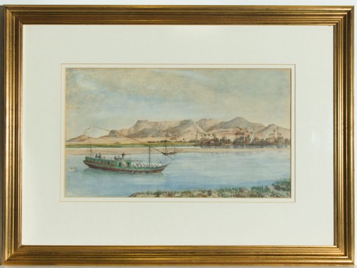 Fine Framed 1895 Watercolour - Middle Eastern Coastal Landscape