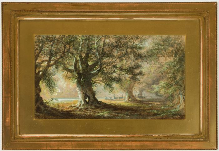 Warren Clarke - Signed 1889 Watercolour, Deer in the New Forest