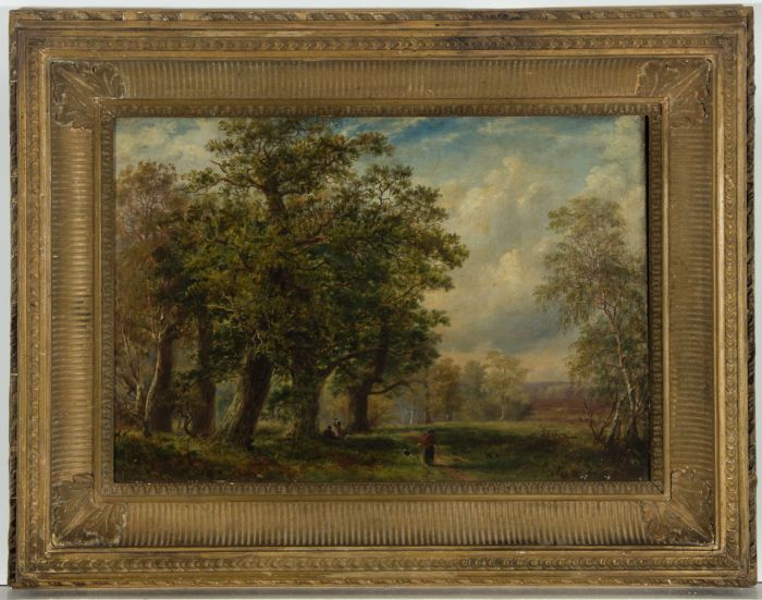 Attrib. Ernest Albert Waterlow RA PRWS (1850-1919) - 1880 Oil, Figures in a Wood