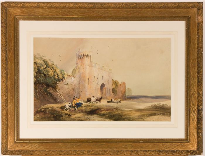 William Arnee Frank (1808-1897) - Signed Watercolour, RA Shepherd by Ruins