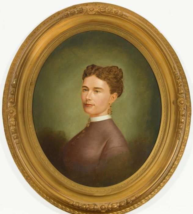 Joseph H. Dille (1820-1918) - Signed 1869 Oil, Portrait of a Lady