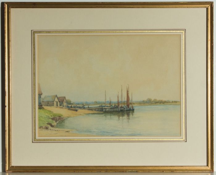 Robert H. Yates - Gilt Framed 1891 Watercolour, Walberswick Harbour
