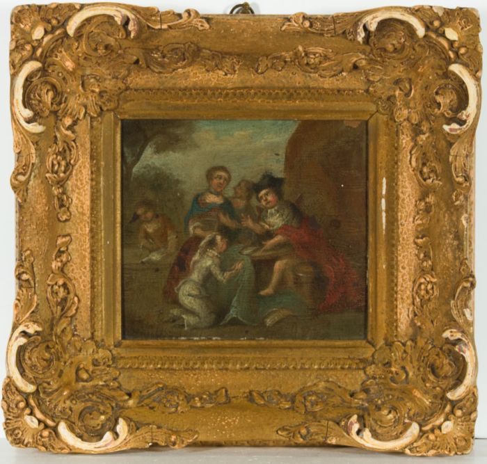 Beautifully Framed Dutch School 18th Century Oil - Figures Paying Homage