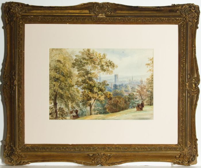 Gilt Framed Late 19th Century Watercolour - View of Derby with Cathedral