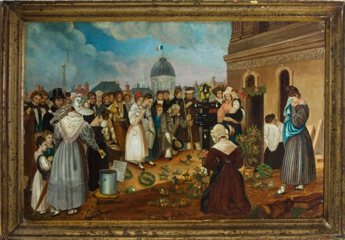 Very Fine 19th Century French School Oil - Funeral Scene