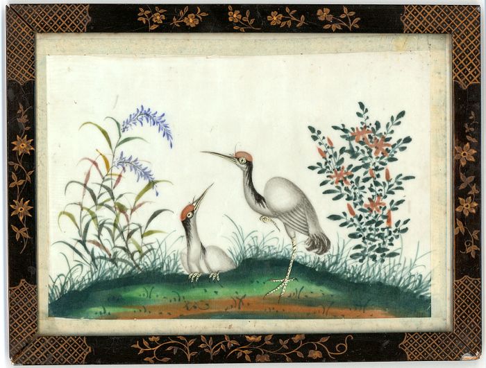 Mid 20th Century Gouache - Herons on Pith Paper