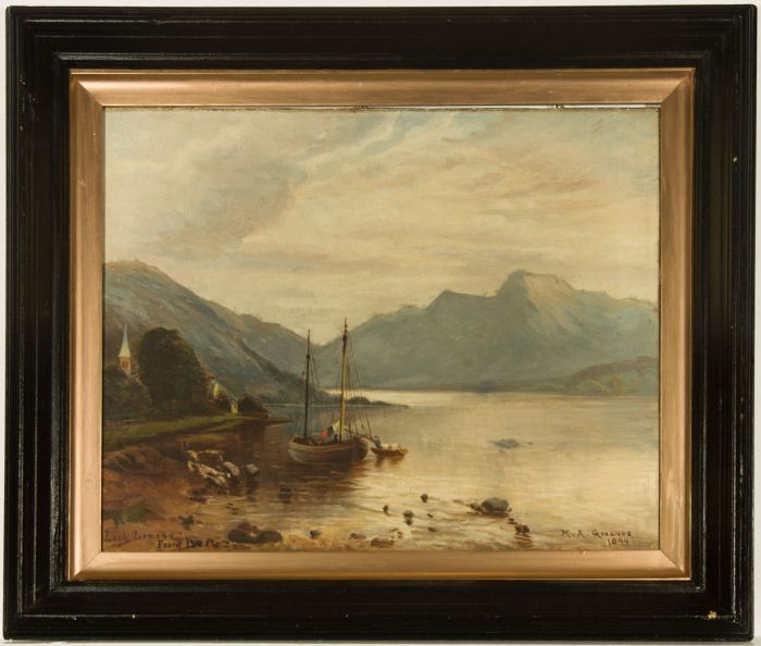 M.A. Greaves - Signed and Framed 1899 Oil, Loch Lomond From Luss