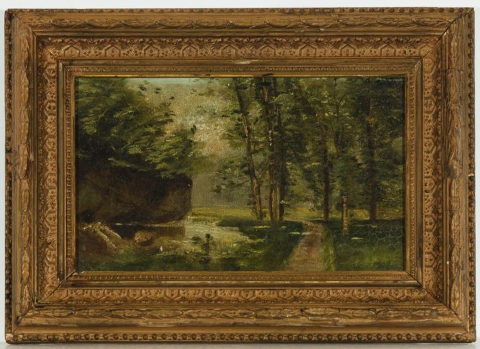 Gilt Framed Late 19th Century Oil - Woodland Path