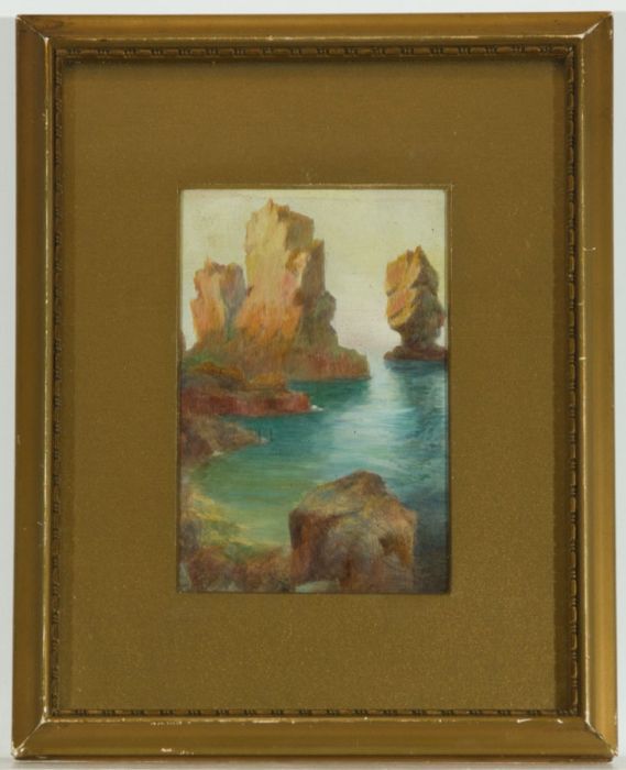 F.A.L. - Gilt Framed Late 19th Century Oil, Rocks in the Sea