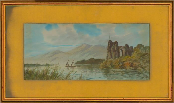 Edwin Earp (1851-1945) - Signed Watercolour, Coastal Landscape with Ruin 