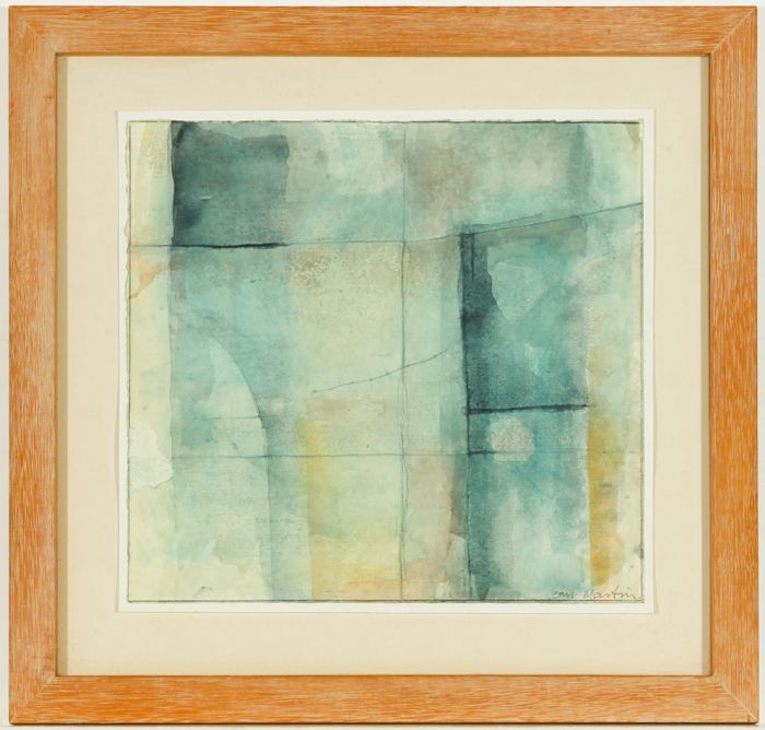 Jean Martin - Contemporary Watercolour, Abstract Composition in Blue