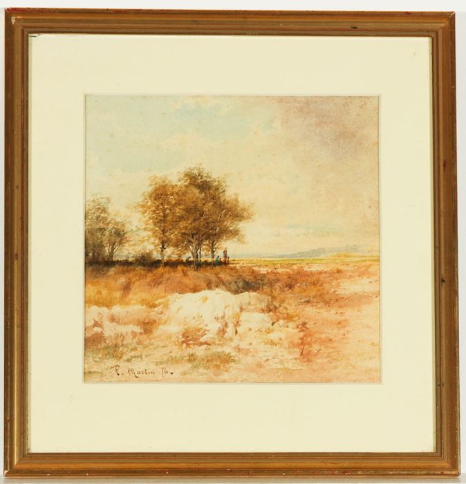 P. Martin - Framed, Signed 1876 Watercolour, Figures under Trees in a Landscape