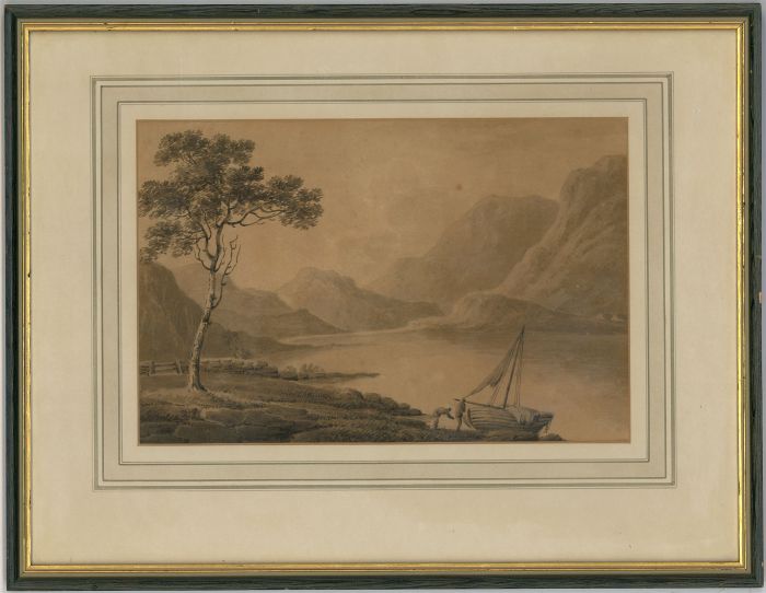 Attributed to Will May - Framed 1803 Watercolour, Landscape with a Fishing Boat