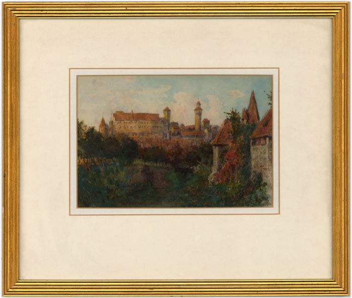 Framed 1889 Watercolour - Autumn Landscape