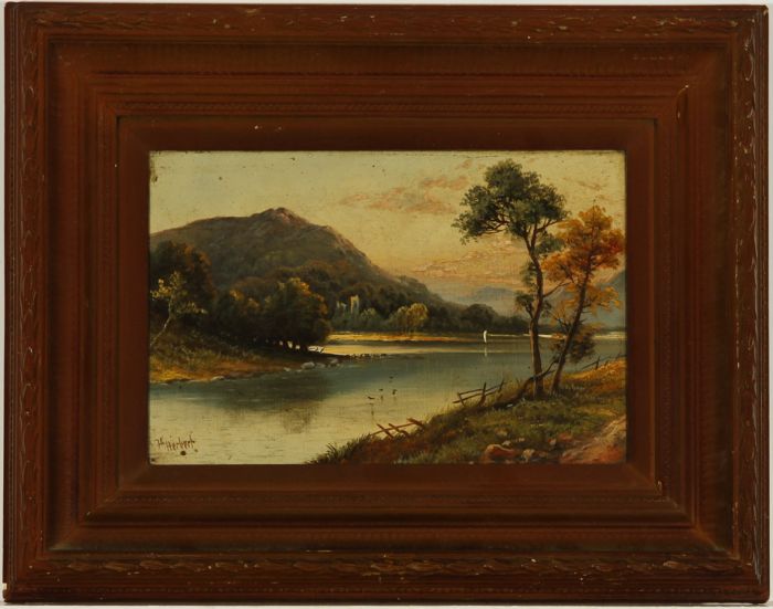 F.K. Herbert - 19th Century Oil, Lake Landscape