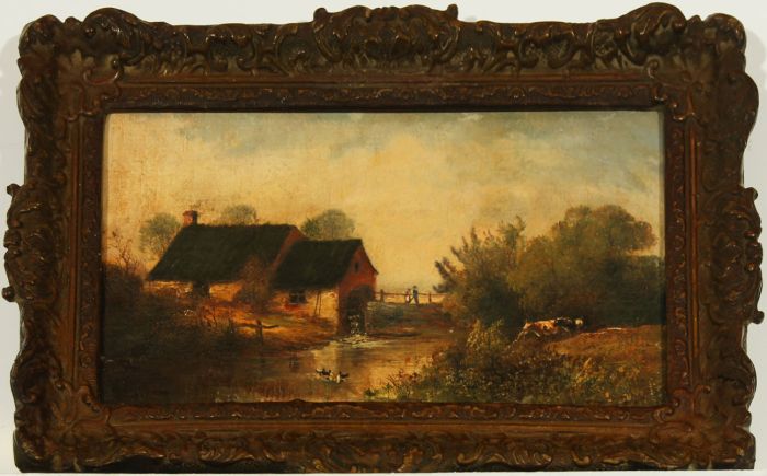 Mid 19th Century Oil - Mill House in a Rural Landscape