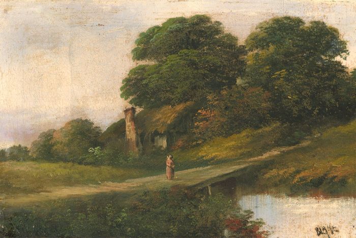 Blake - Signed 19th Century Oil, Figure in a Rural Landscape