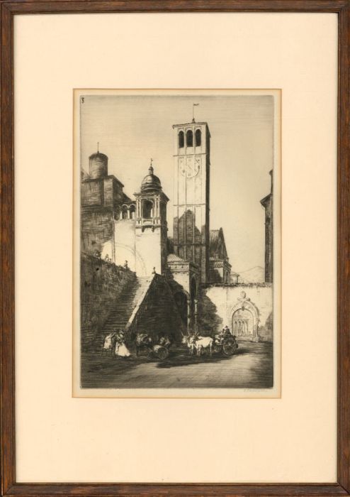 Sidney Tushingham (1884-1968) - 20th Century Etching, Continental Street Scene