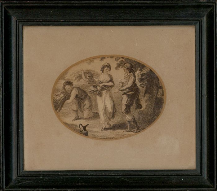 Set of Two 19th Century Framed Stipple Engravings - Genre Scenes