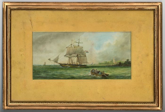 P.D - Monogrammed Late 19th Century Watercolour, Seascape with French Ships