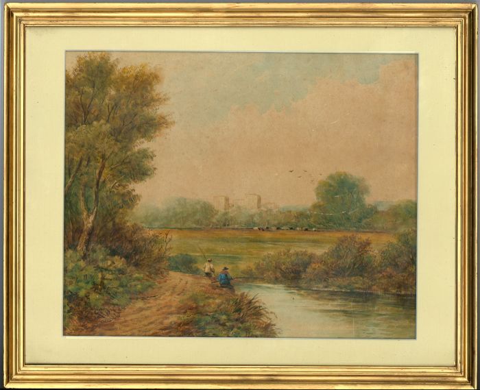 Manner of David Cox Snr - 19th Century Watercolour, Anglers and Haddon Hall