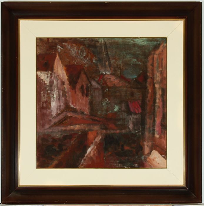 Large Framed Contemporary Oil - Impressionist Street Scene