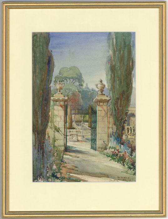 A.W.G. Burridge - Signed 19th Century Watercolour, Italian Garden
