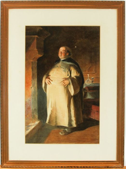 W. Kearsley - Framed Late 19th Century Watercolour, Monk in an Interior
