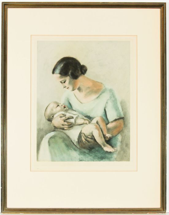 Signed Limited Edition Contemporary Etching - Mother and Baby