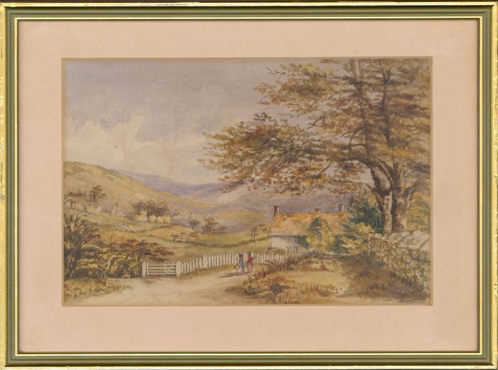 Eliza Westlake (b. 1829) - Framed Watercolour, Figures in a Landscape