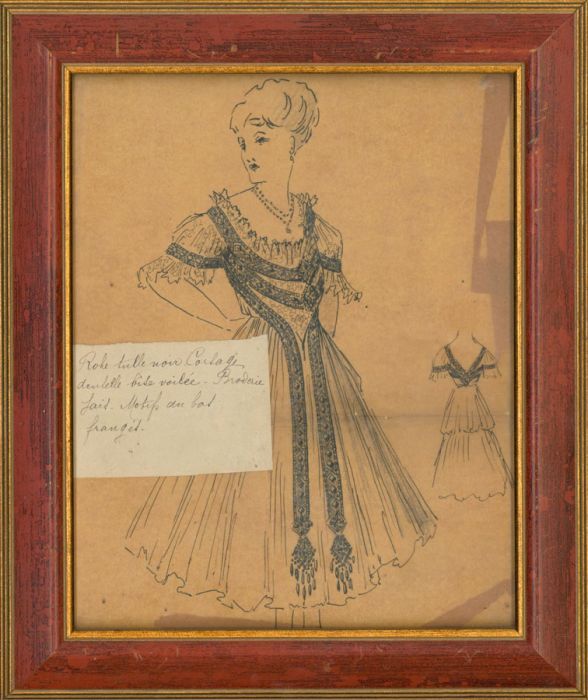 A Set of Three 19th Century Pen and Ink Drawing - French Fashion Illustrations