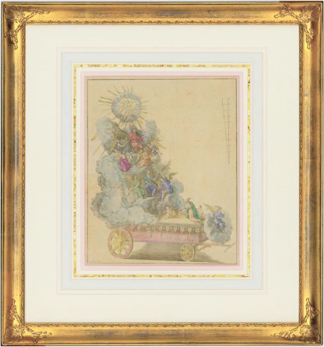 Fine Framed 18th Century Engraving - Religious Pageant Scene
