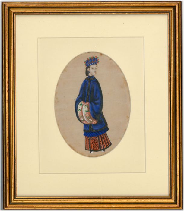 Chinese 19th Century Watercolour - Lady in Court