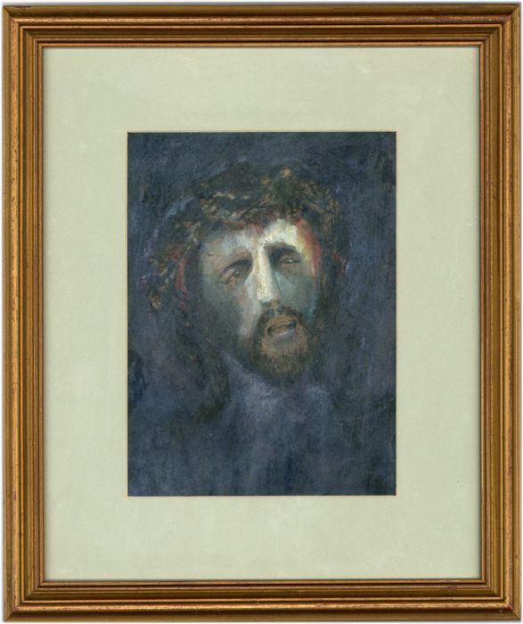 Gilt Framed Mid 20th Century Watercolour - Jesus With Crown of Thorns