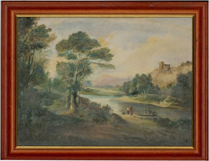 Framed Mid 19th Century Oil - Rural Landscape with Figures