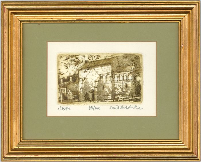 David Birtwhistle - Signed and Framed Contemporary Etching, Saxon Church