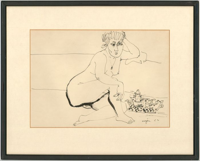 Glyn Morgan (1926-2015) - Signed 1952 Pen and Ink Drawing, Female Nude, 'Hetty'