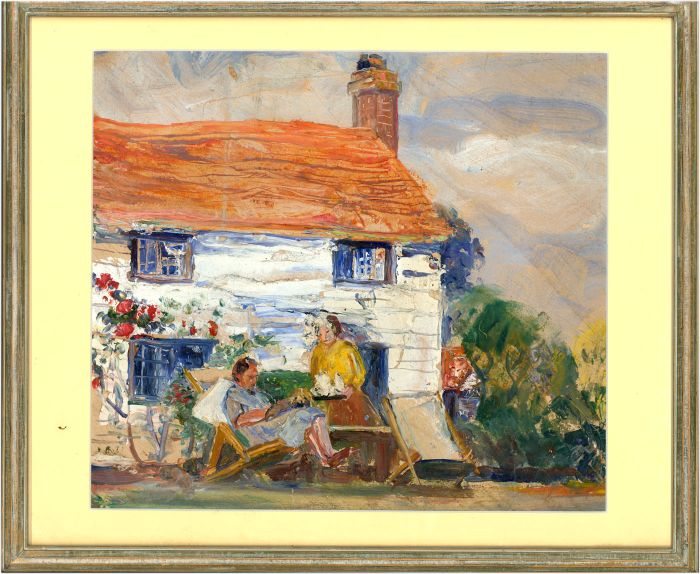 Jean Dryden Alexander (1911-1994) - Mid 20th Century Oil, Figures in a Garden