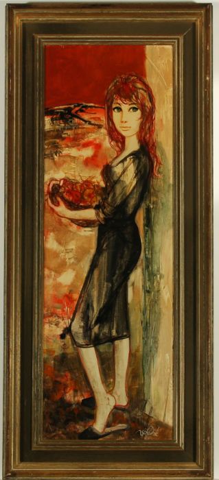 Jean Baptiste Valadie b.1933 - Framed and Signed Oil, Woman with