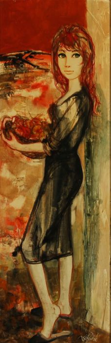 Jean Baptiste Valadie b.1933 - Framed and Signed Oil, Woman with