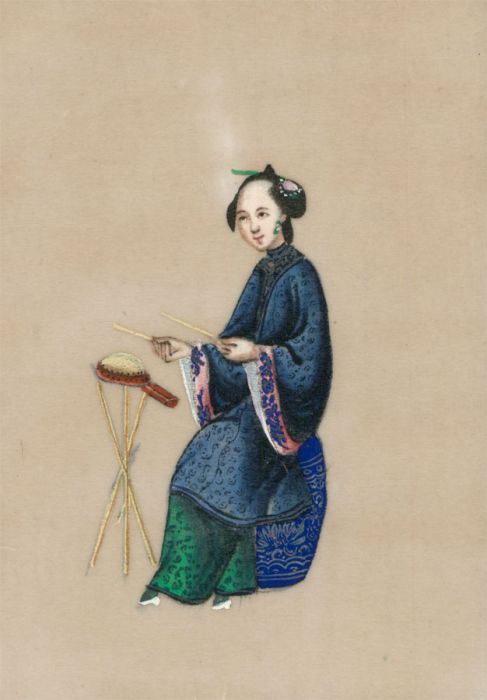 Japanese 20th Century Watercolour - Percussionist