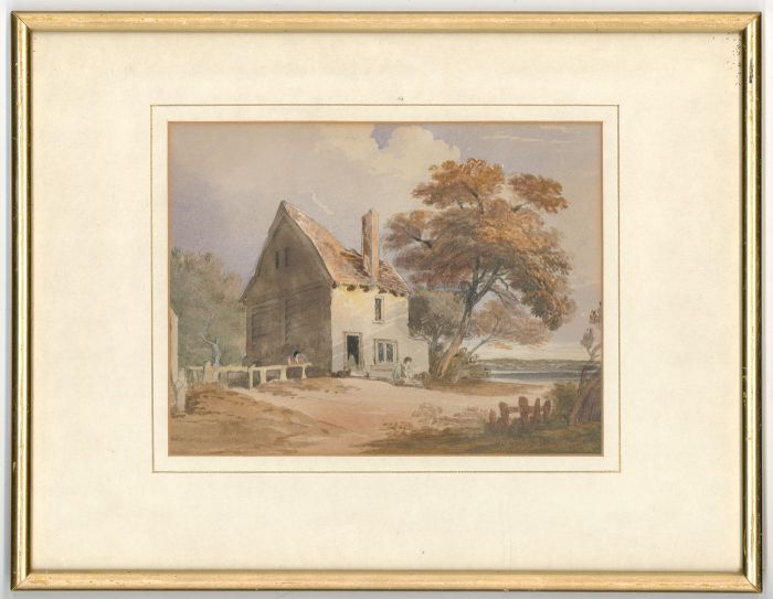 Framed 19th Century Watercolour - Rural Cottage with Sitting Figure