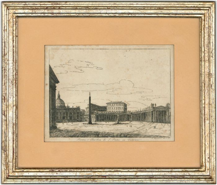 Antonio Acquaroni - Framed Early 19th Century Etching, San Pietro in Vaticano