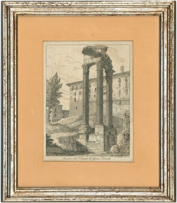 Antonio Acquaroni - 19th Century Etching, Avanzi del Tempio di Giove Tonante