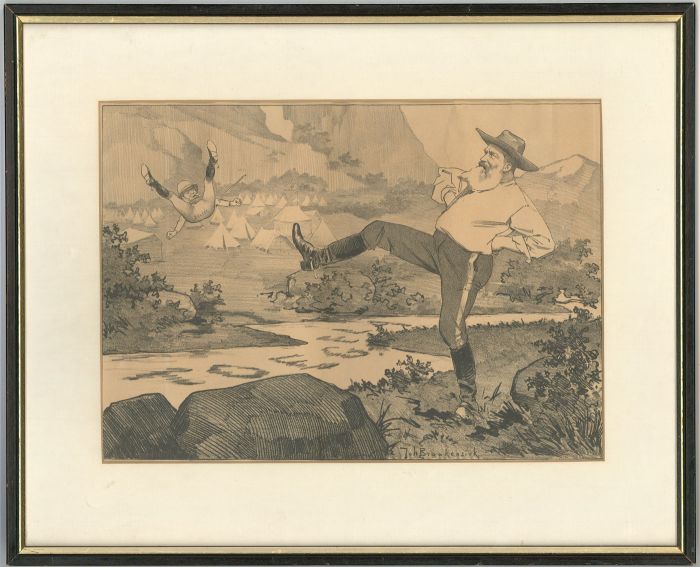 Johan Coenraad Braakensiek (1858-1940) - Framed Lithograph, Boer War Subject