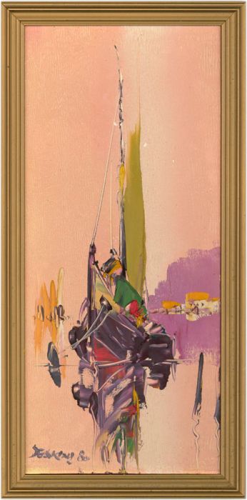 George Richard Deakins (1911-1982) - Signed 1980 Oil, Fishing Boat at Dusk