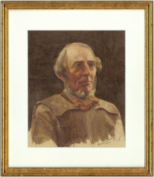 Florence Stuart - Signed 1895 Watercolour, Portrait of an Artist