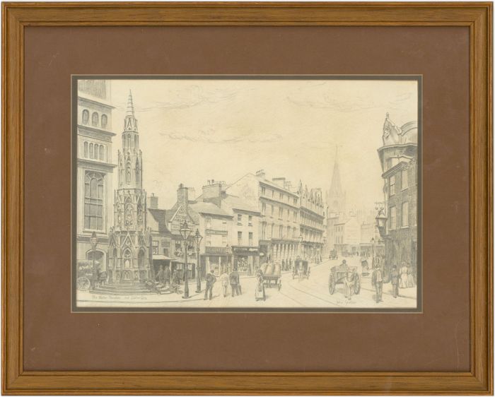 John Shelton  - Signed Mid 20th Century Graphite Drawing, Nottingham Scene