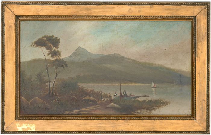 Fine English School 19th Century Oil - Highland Loch Landscape