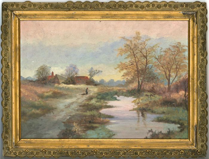Excellent English School Late 19th Century Oil - Autumn River Landscape